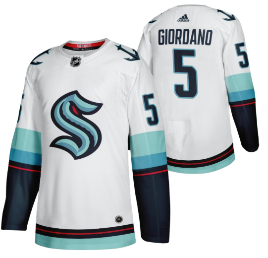 Men's Seattle Kraken #5 Mark Giordano White Stitched Jersey Men's Seattle Kraken #5 Mark Giordano White Stitched Jersey
